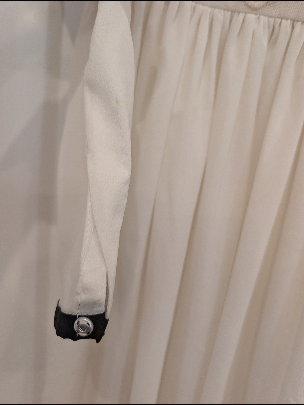 Ivory White Long Sleeve Embroidered Maxi Dress with Black Trim XS - Picture 8 of 12